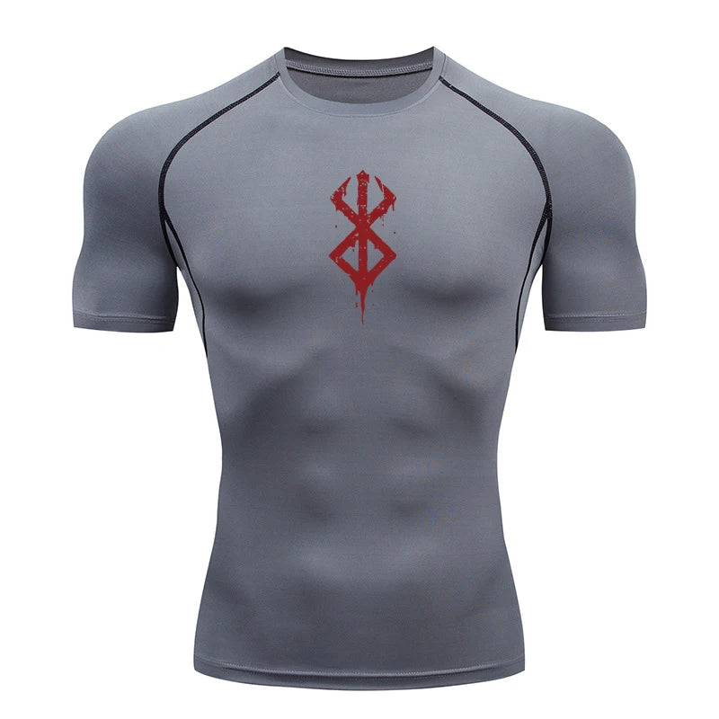 Men'S Print Compression Shirts Summer Short Sleeve Rash Guard Gym Workout T-Shirt Athletic Quick Dry Baselayer Undershirts Tops