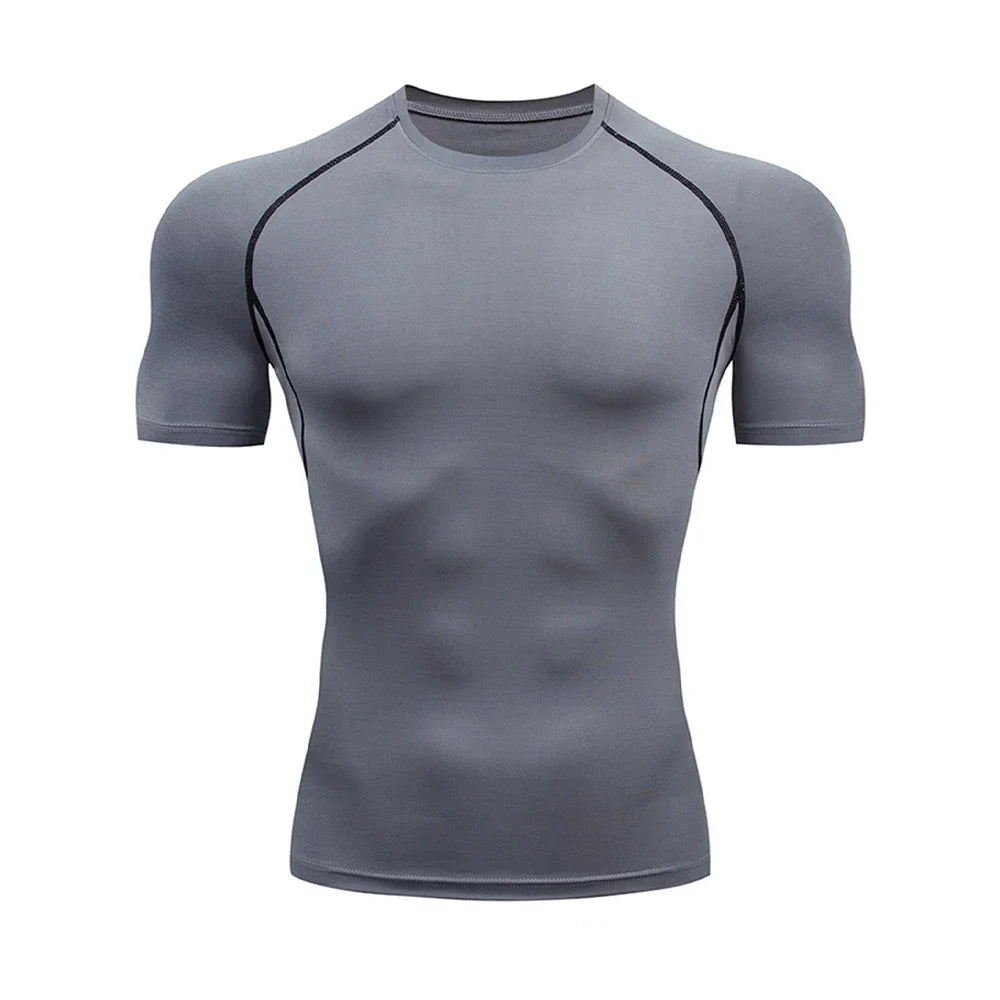Men'S Bodybuilding Sports Compression Shirt Summer O-Neck T Shirt Gym Fitness Quick Dry Running T Shirt for Man Workout Tops