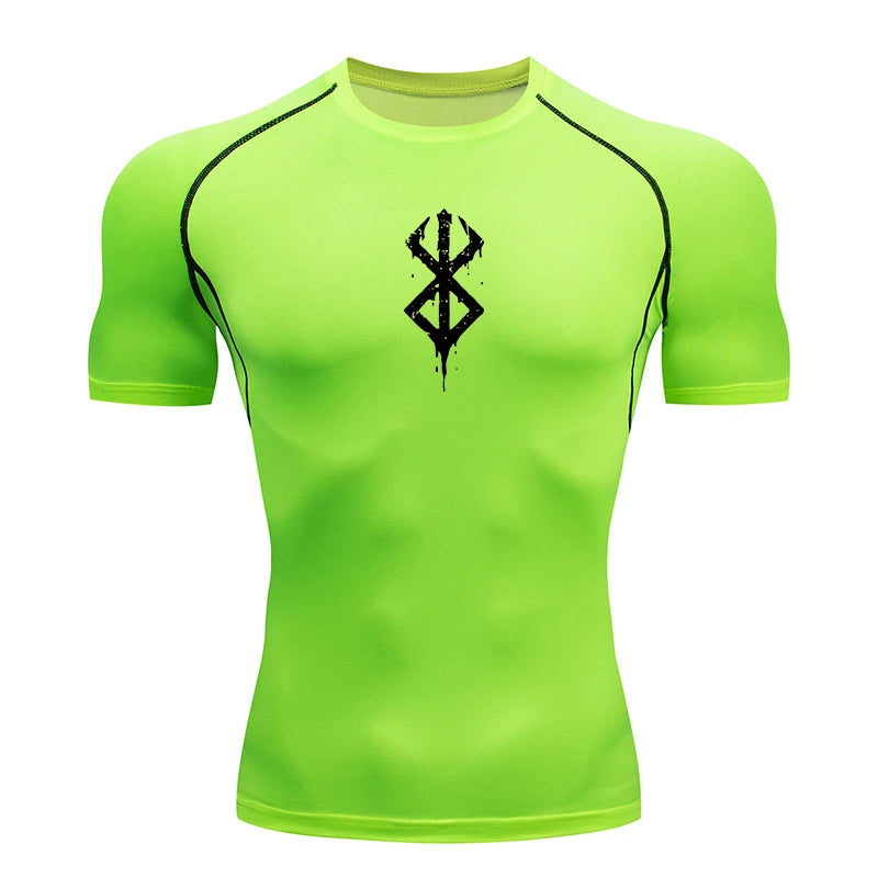 Men'S Print Compression Shirts Summer Short Sleeve Rash Guard Gym Workout T-Shirt Athletic Quick Dry Baselayer Undershirts Tops
