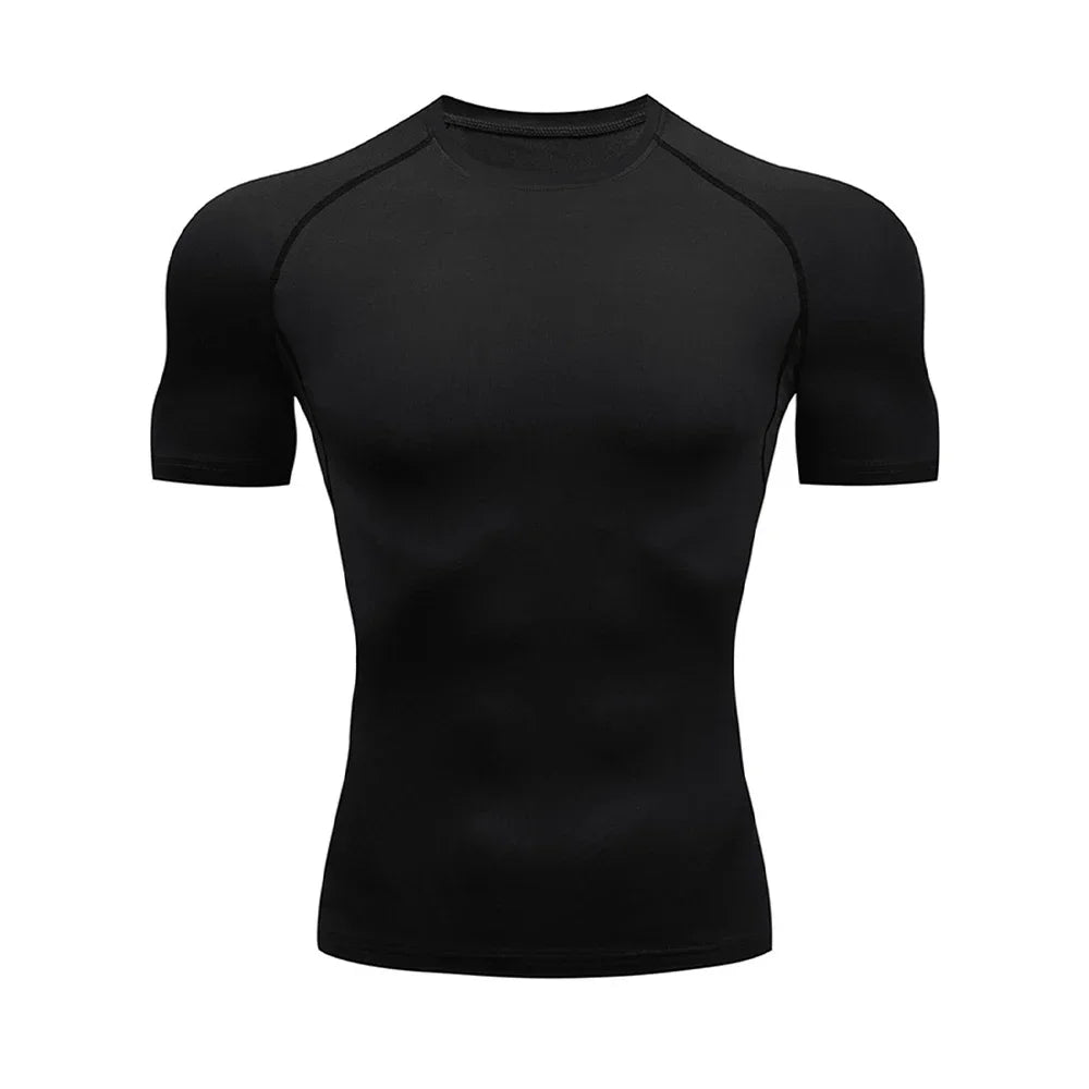Men'S Bodybuilding Sports Compression Shirt Summer O-Neck T Shirt Gym Fitness Quick Dry Running T Shirt for Man Workout Tops